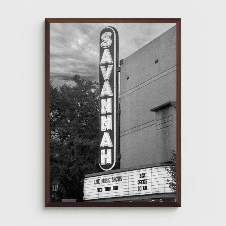 Savannah Print, Iconic Theater in Captivating Monochrome, Cityscape Photography Print, Savannah Georgia Photography, Fine Art Photography GA image 2