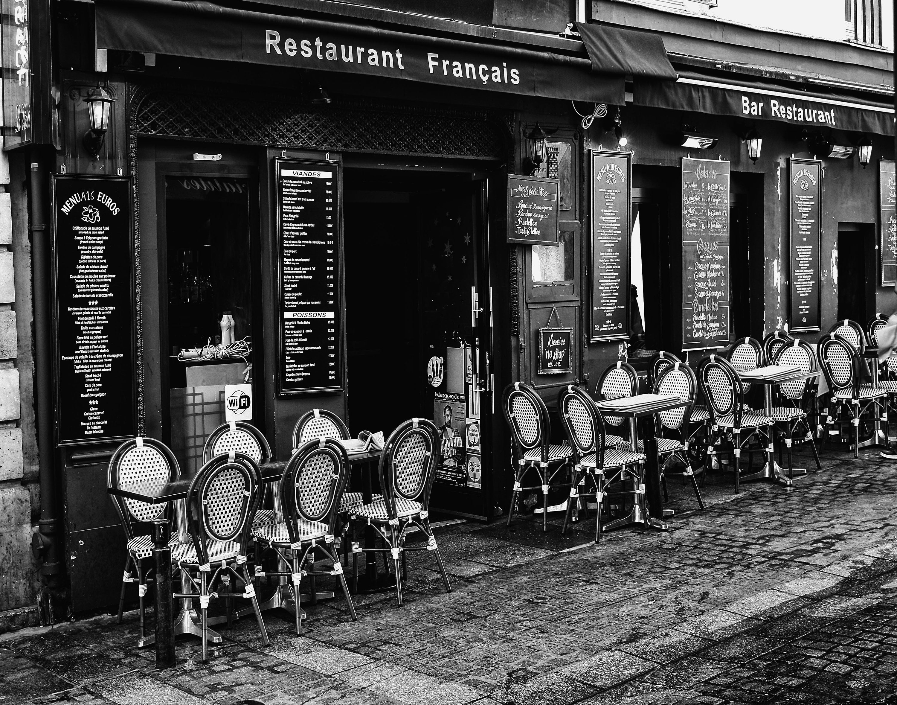 Paris Black and White Photography, Paris Cafe Print, Paris Photos