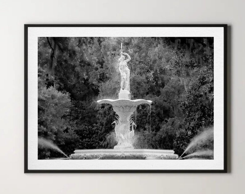 Savannah GA Photos, Forsyth Park Fountain, Fine Art Photography of Georgia, GA Prints, Photography Print Savannah Georgia, Black and White image 7