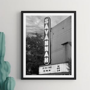 Savannah Print, Iconic Theater in Captivating Monochrome, Cityscape Photography Print, Savannah Georgia Photography, Fine Art Photography GA image 1