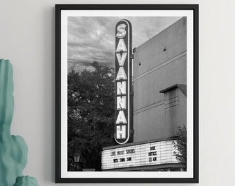 Savannah Print, Iconic Theater in Captivating Monochrome, Cityscape Photography Print, Savannah Georgia Photography, Fine Art Photography GA