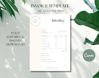 Invoice Template for Small Business | Editable Canva Invoice | PDF Download | Freelancer Billing | A4 & US Letter