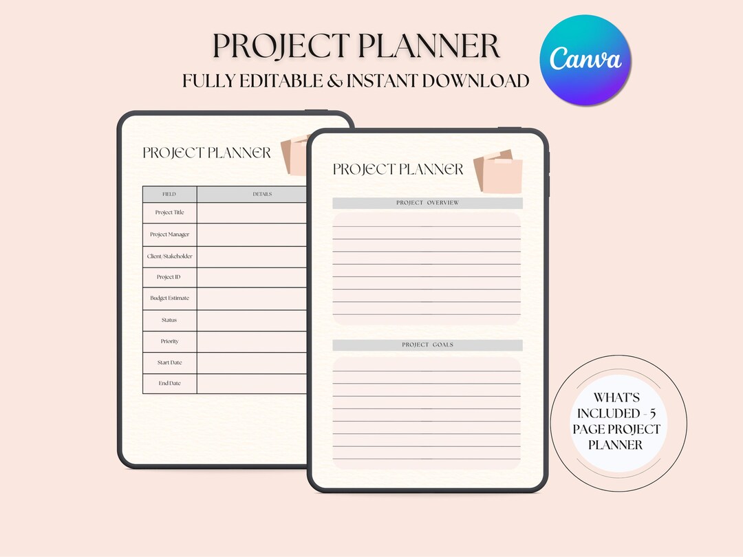 Editable Project Planner Template | Canva Business Organizer ...