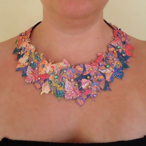 Butterfly Bib Statement Necklace Collar image 5