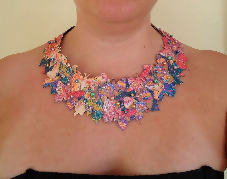 Butterfly Bib Statement Necklace Collar image 5