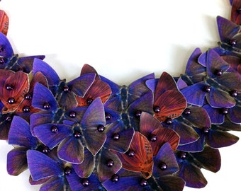 Butterfly Bib Statement Necklace Collar Shades of Purple