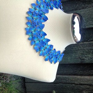 Bib Statement Necklace in Blue Floral image 3