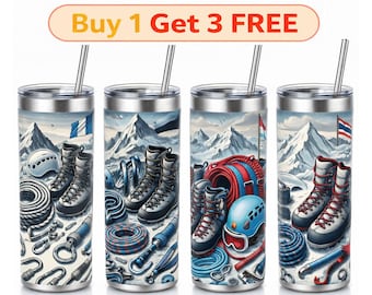 Expedition Gear Tumbler Wrap PNG, Hiking Adventure 20oz Skinny Tumbler Sublimation Design