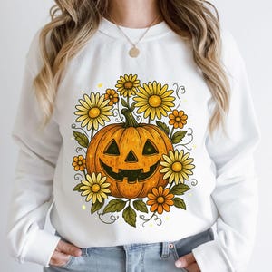 Retro Floral Fall Pumpkin Png, Funny Pumpkin Halloween Png, Preppy Halloween Png, Boho Floral Pumpkins png, Spooky Season, Checkered Design
