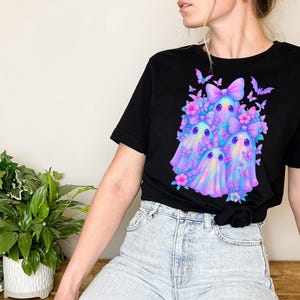 Iridescent Ghost Pumpkin PNG Coquette Halloween Sublimation Design Cute Girly Spooky Season Retro Neon Graphic Digital Download for Shirts