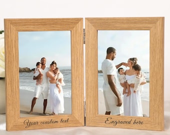 Custom Wood Photo Frame, Engraved Picture Frame Gift, Bespoke Engraving Frame, Personalised Home Decor Any Occasion,double photo frame