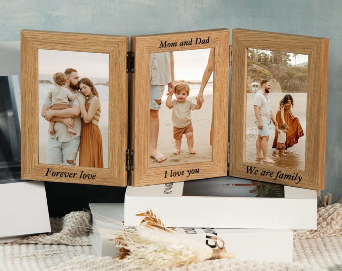 Personalized Wood Photo Frame,Custom Engraved Family Picture Frame,Best Family Frame,Triple Photo Frame,Laser Engraved Photo Frame