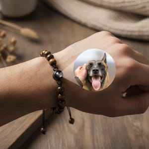 Custom Pet Photo Projection Bracelet,Tiger Eye Memorial Gift for Dog Loss,Personalized Cat Memorial Jewelry,Sympathy Gift for Pet Owner