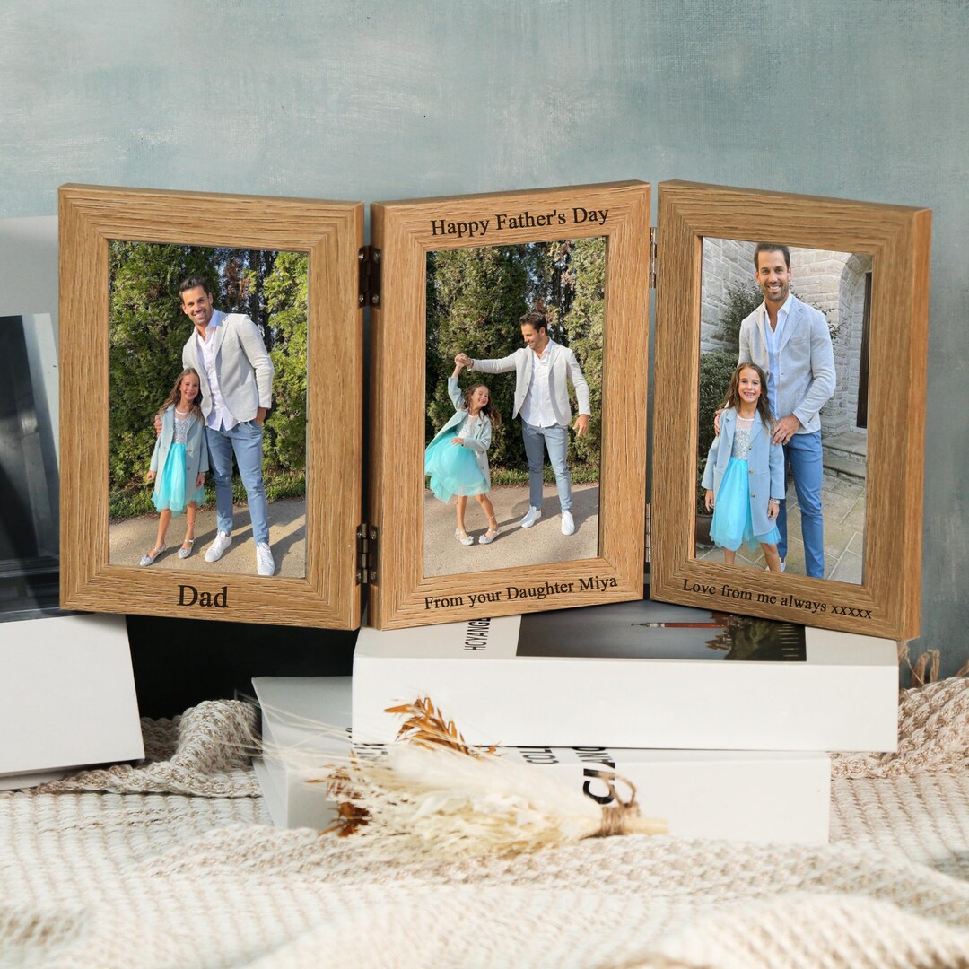 Personalized Wooden Photo Frame, Triple Photo Frame With Custom ...