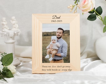 Personalised Dad Memorial Photo Frame, In Loving Memory Wooden Picture Frame, Engraved Remembrance Keepsake, Loved One Sympathy Gift