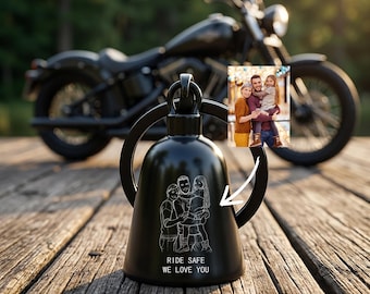 Custom Engraved Guardian Bell for Motorcycle, Personalized Ride Safe Gift for Dad, Husband or Biker, Memorial Motorcycle Bell Charm