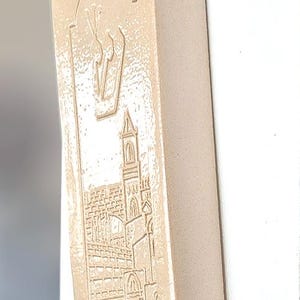 JERUSALEM - White on White -  Ceramic Mezuzah case