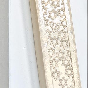 Star of David - White on White -  Ceramic Mezuzah case