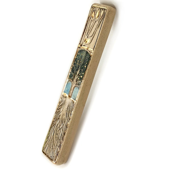 Tree of Life Mezuzah case. Ceramic Hand made