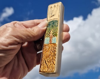 Mini Mezuzah - Tree of Life - Hand made indoor mezuzah case