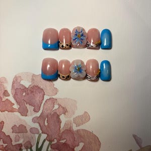 Blue short frenchies, with cheetah and Zebra Print