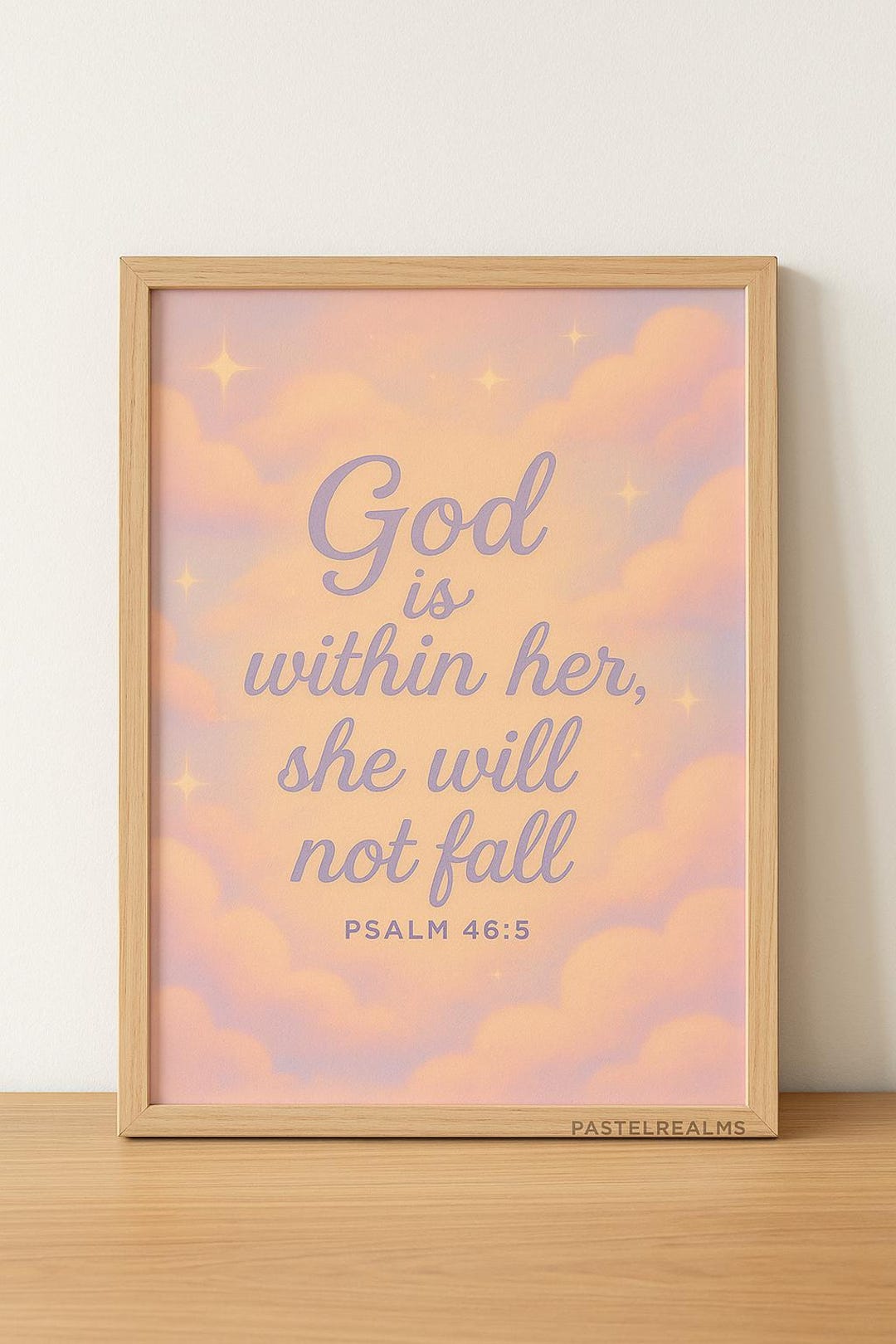 God is Within Her - Pastel Scripture Wall Art | Psalm 46:5 Digital ...