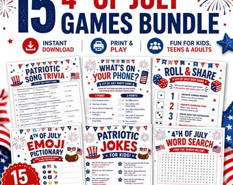 4th of July Games Bundle | 15 Patriotic Party Activities (Instant Download)