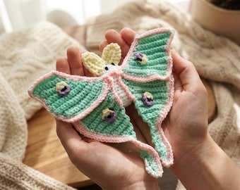 Realistic Luna Moth Crochet Pattern, Amigurumi Plush DIY (Digital Download)