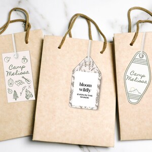 Etiquettes pour cadeaux drôles de nature, emballage de camp enterrement de vie de jeune fille, étiquette de cadeau rustique bohème bohème sarcastique imprimable, cadeau de camping en bois modifiable DIY