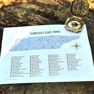 Tennessee State Parks Map Printable Gift, State Parks Checklist for Hikers Campers and Hike Challenge, Adventure Map Digital Download