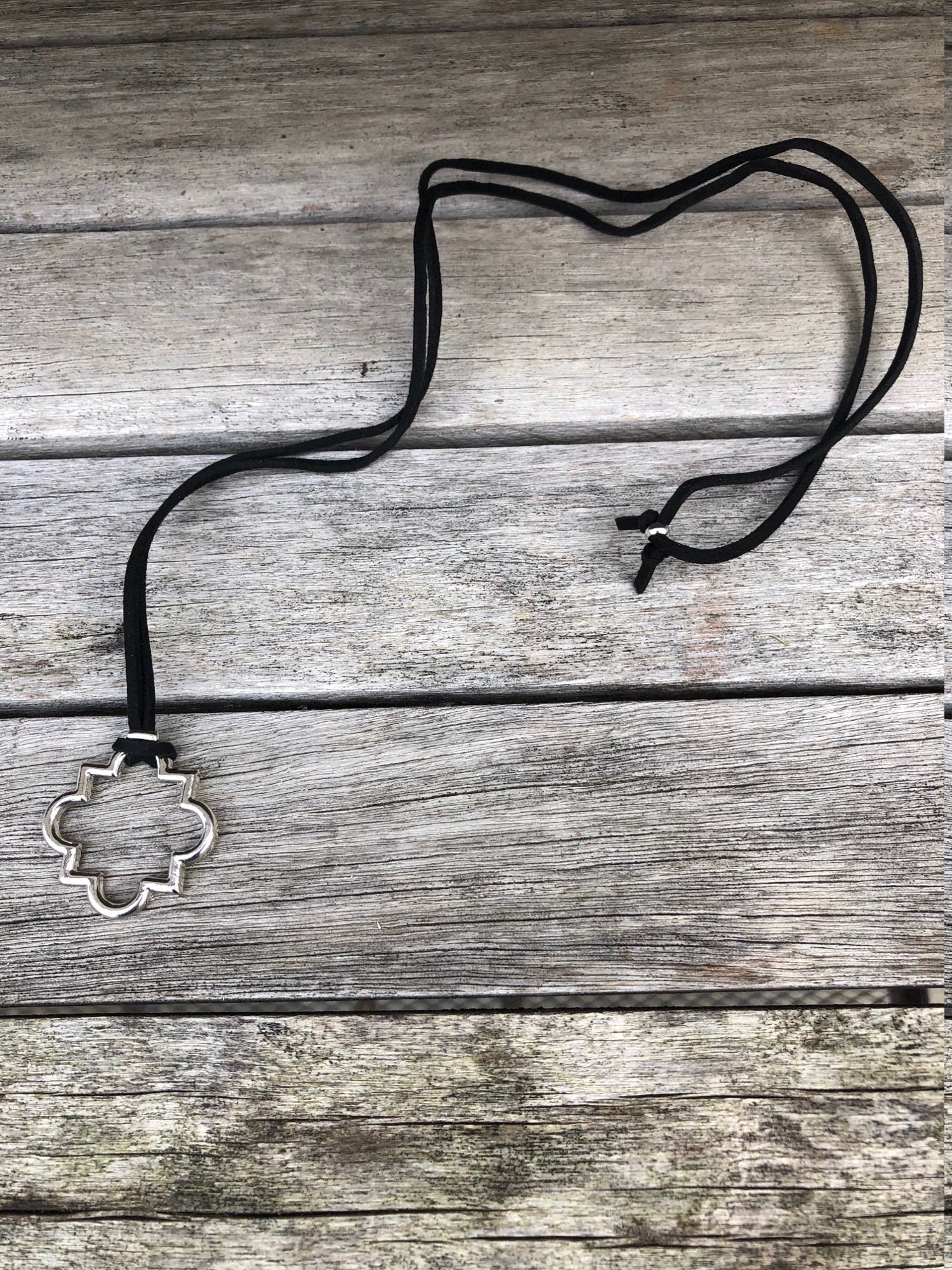 Quatrefoil Necklace Quatrefoil Pendant Silver Jewelry Etsy