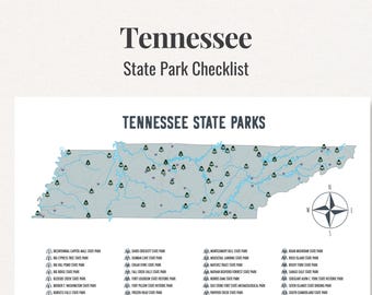 Tennessee State Parks Map Printable Gift, State Parks Checklist for Hikers Campers and Hike Challenge, Adventure Map Digital Download