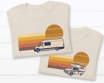 Vintage Camper Tshirt, Van Life Shirt, Retro Popup Truck Camper, RV Camping Apparel Gift for Retirement, Wanderlust Outdoor Adventure Tee