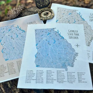 Mappa dei parchi statali della Georgia, Elenco dei parchi statali della Georgia, Regalo per escursioni, Mappa dell&#39;avventura, Elenco di controllo per l&#39;avventura, Regalo per l&#39;avventura, Regalo per camper