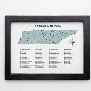 Tennessee State Parks Karte Druckbares Geschenk, State Parks Checkliste für Wanderer Camper und Hike Challenge, Abenteuerkarte Digitaler Download