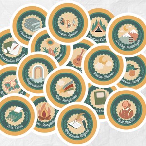 Autocollants pour insigne du mérite d'enseignant | Rédaction d'étiquettes de récompense pour les étudiants | Affirmation modifiable pour la classe sur le thème du camping téléchargement | Prix S'more