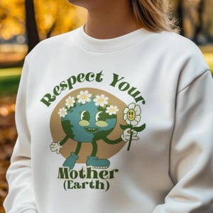 Respektiere deine Mutter Sublimation PNG | Retro Earth Day digitaler Download | Umweltfreundliches Hippie Boho Shirt Design | Rettet die Natur