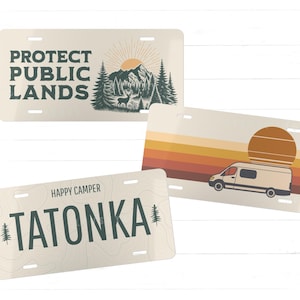 Nature Lover License Plate, Protect Our Parks Conservation Front Vanity Car Tag, Personalized Mountain Hiker RV Gift, Camper Van Decor