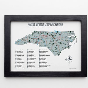 North Carolina State Parks Karte, North Carolina State Parks Checkliste, Wandergeschenk, Abenteuerkarte, Camper Geschenk