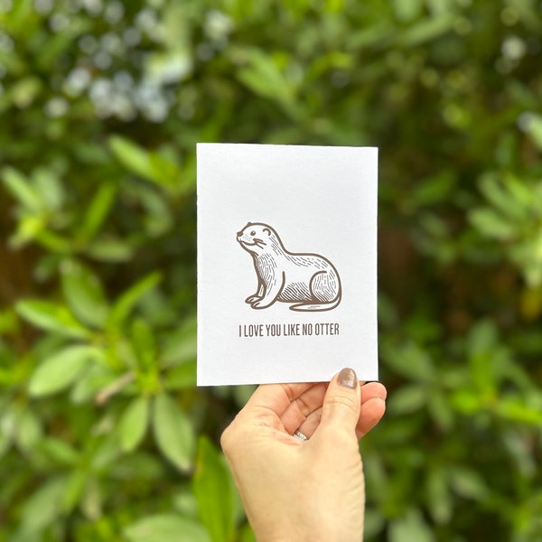 I Love You Card, Love Card, Anniversary Card, Couples Card, Nature Lover Card, Card for Husband, Greeting Card, Wife Card, Otter Card, Funny