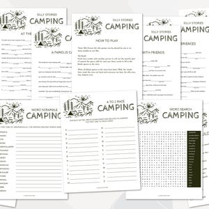 Pacote de atividades para sala de aula de acampamento, iniciadores de histórias para fogueira para crianças, prompts de histórias para impressão para professores, pacote gerador de nomes com tema de natureza