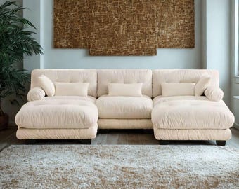 5-seater velvet modular sofa / Modular Cloud Sofa – Modern design, large comfortable sofa for living room & interior decoration