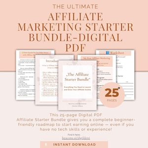 Affiliate Marketing Starter Bundle | Digital eBook & Bonus Worksheets | Online Business Guide | Passive Income | Digital Download