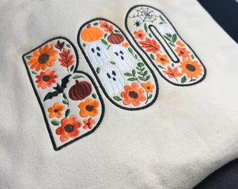 BOO Halloween Floral Crewneck Sweatshirt