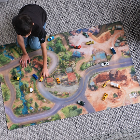 Kids Car Play Mat – Designed for Hot Wheels and Matchbox toy cars. 4x3 Feet | Neoprene | Modular Design | Non-Slip Full Rubber Backing.