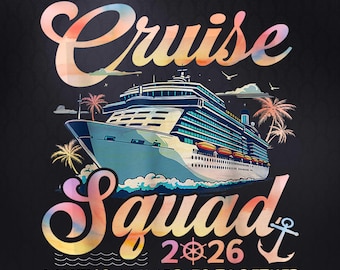 PNG de Cruise Squad 2026, diseño de sublimación de vacaciones familiares, arte de camiseta "Creando recuerdos juntos en un barco tropical", descarga digital