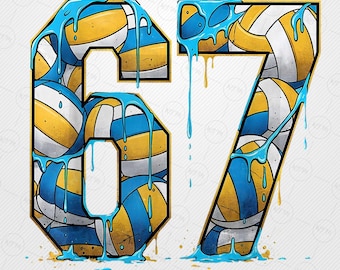 Número 67 de voleibol PNG, diseño de camiseta deportiva con grafiti, descarga digital PNG para sublimación de número de camiseta de voleibol personalizada