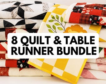 8 Quilt PDF Pattern Bundle, from Baby to Queen sized and Table Runners Bargin