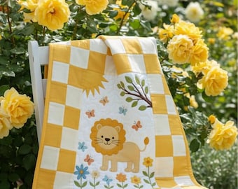 Lion Appliqué Quilt PDF Pattern: Nursery Quilt and Wall Hanging Beginner digital download