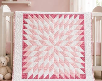 Twinkle Star Quilt Pattern PDF | Easy Baby & Lap Quilt Sewing Pattern | Baby Shower Quilt | Modern HST Quilt